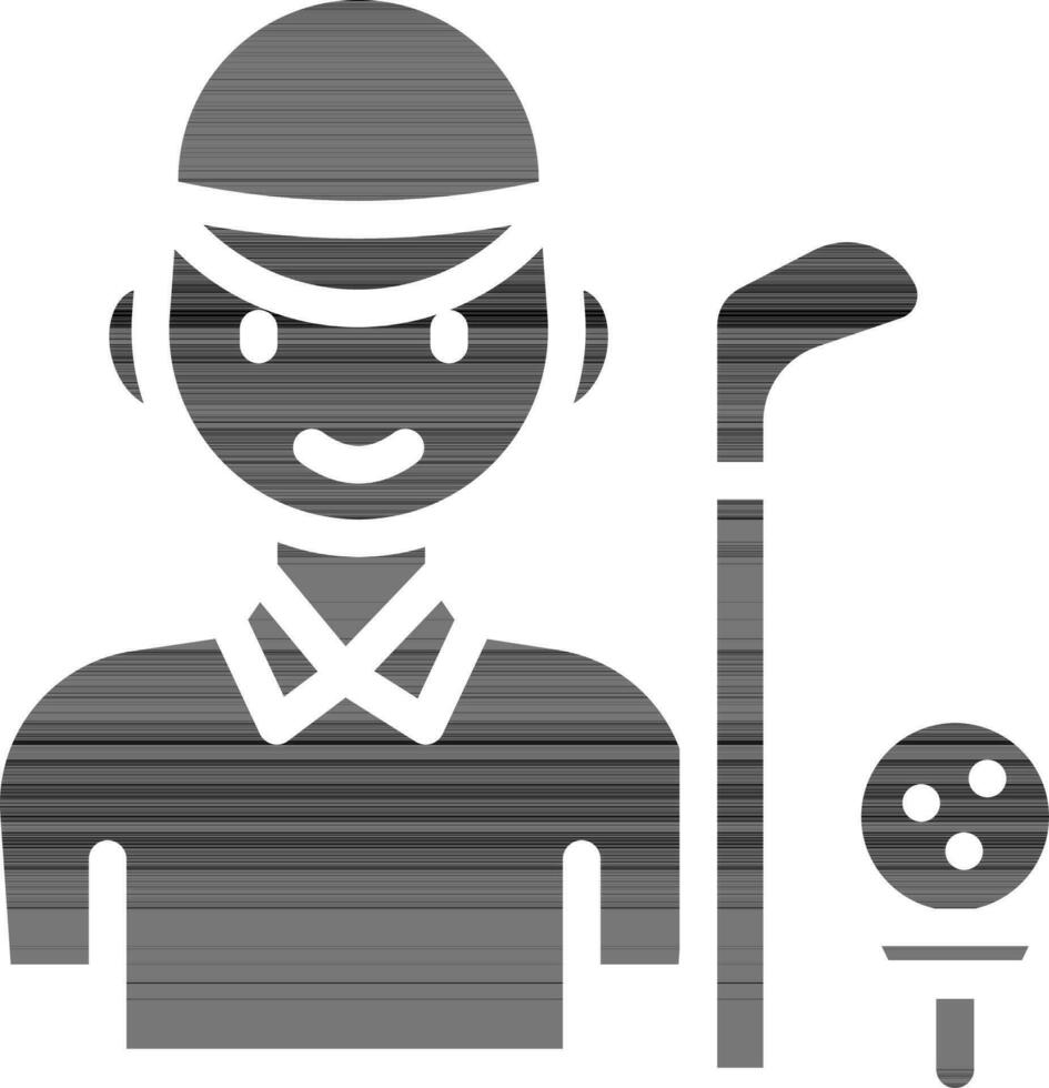 jong Mens met ijs hockey icoon of symbool in zwart en wit kleur. vector