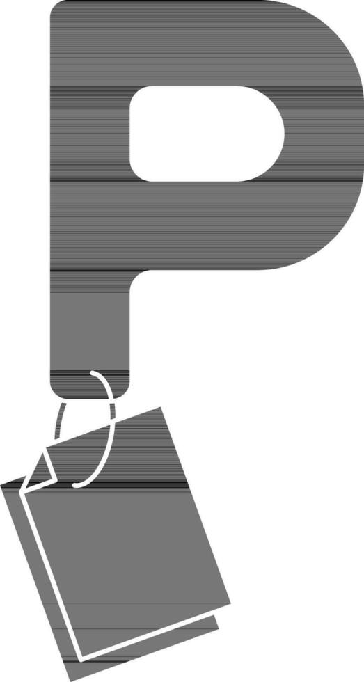 brief p voor papier icoon in zwart en wit kleur. vector