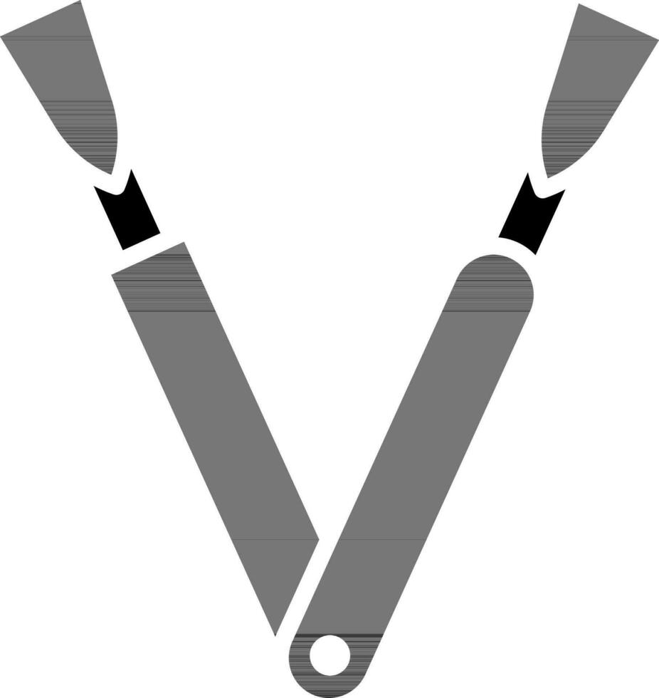 vlak stijl scalpels icoon in zwart en wit kleur. vector