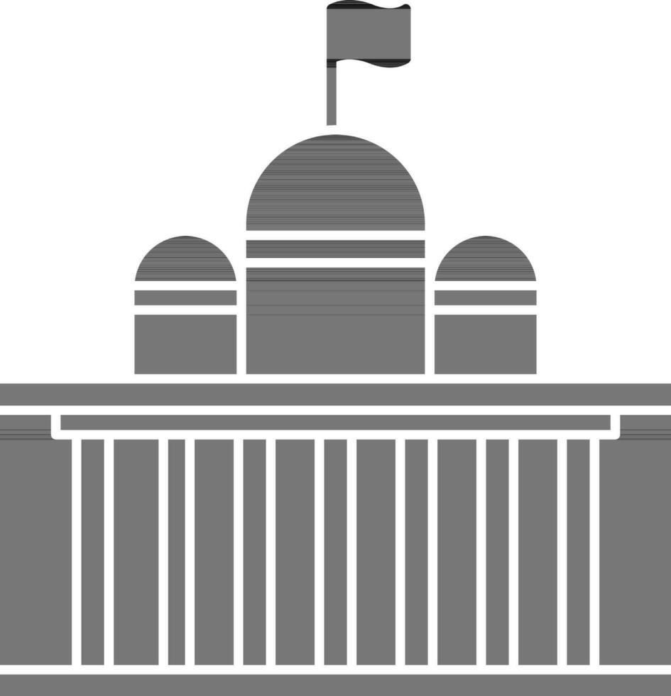 president huis of rechtbank icoon in zwart en wit kleur. vector