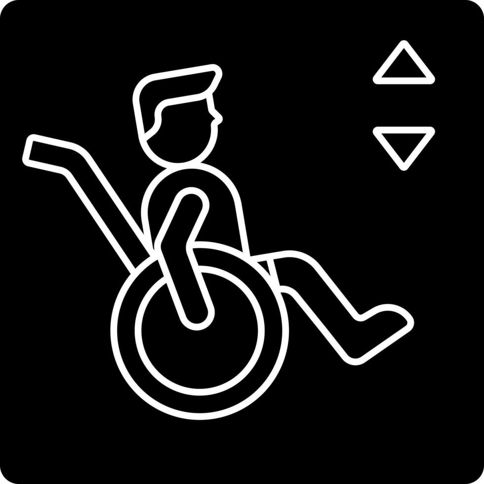 gehandicapt mensen lift icoon in zwart en wit kleur. vector