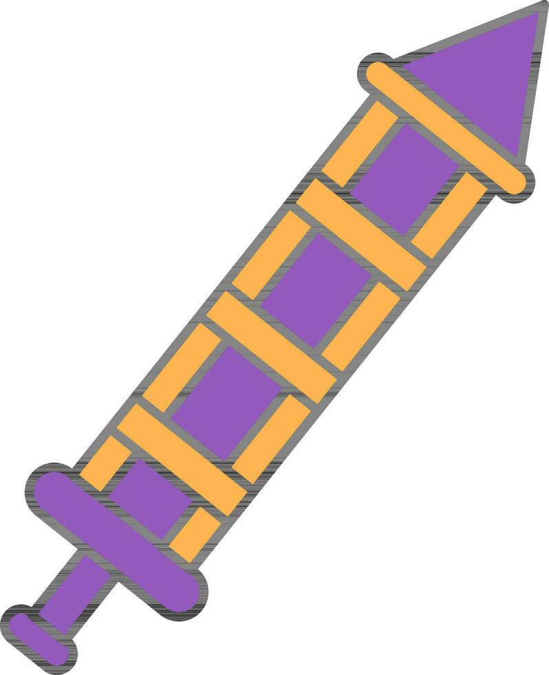 paars en geel water geweer pichkari icoon of symbool. vector