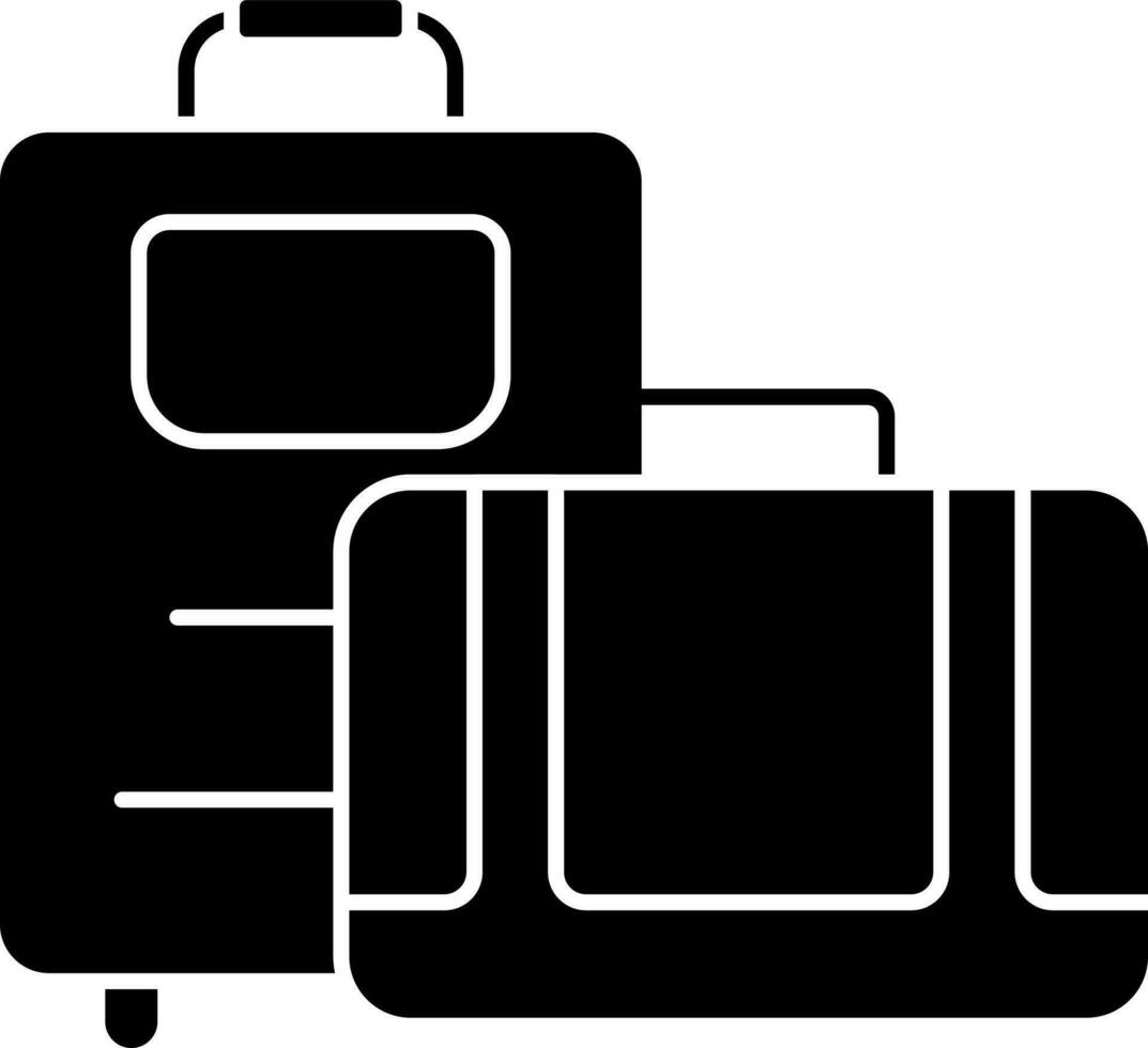 zwart en wit bagage Tassen icoon of symbool. vector