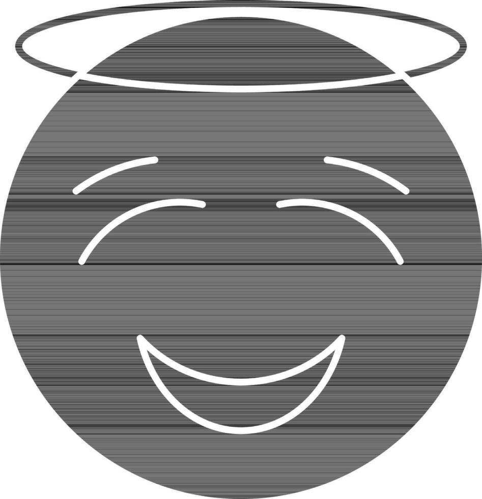 zwart en wit smiley halo emoji icoon of symbool. vector