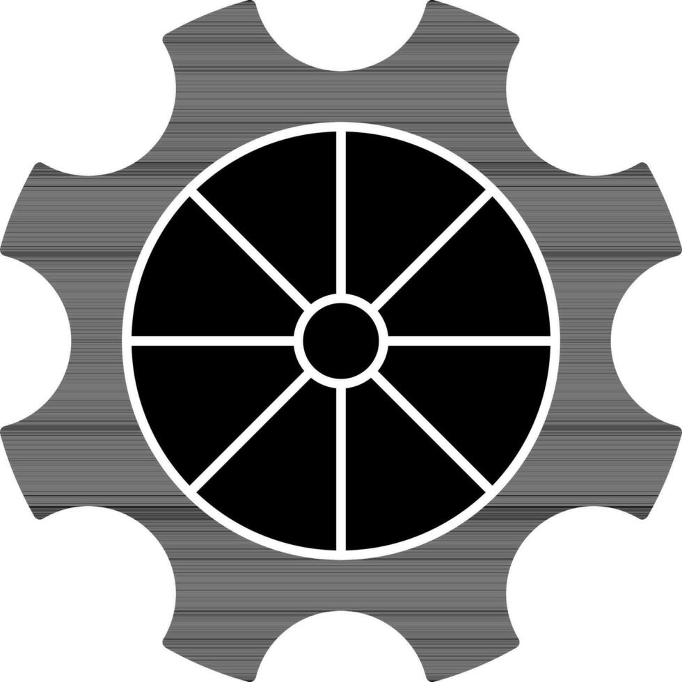 uitrusting wiel icoon in zwart en wit kleur. vector