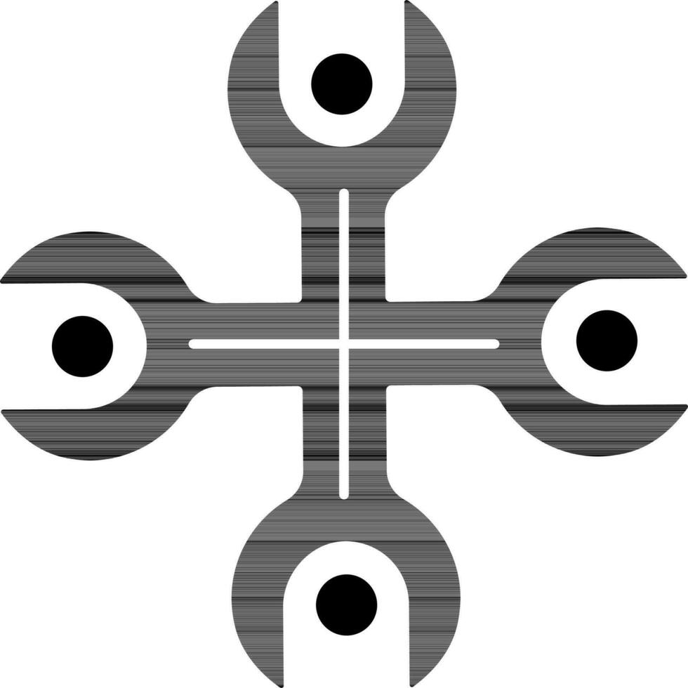 lug moersleutel icoon in zwart en wit kleur. vector