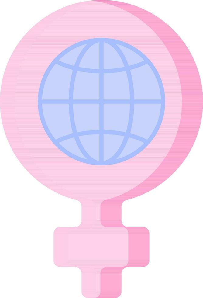 geïsoleerd kleurrijk feminisme teken met wereldbol icoon in vlak stijl. vector