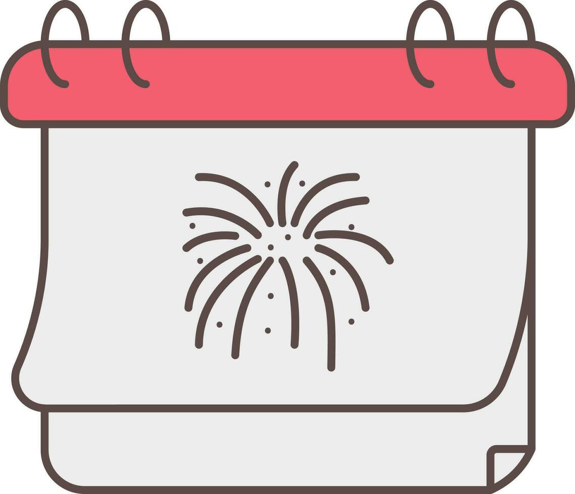 vuurwerk kalender icoon in grijs en rood kleur. vector