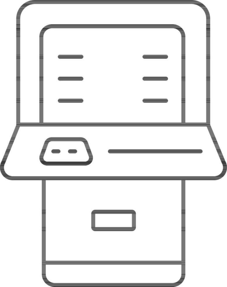 Geldautomaat machine icoon in zwart lijn kunst. vector