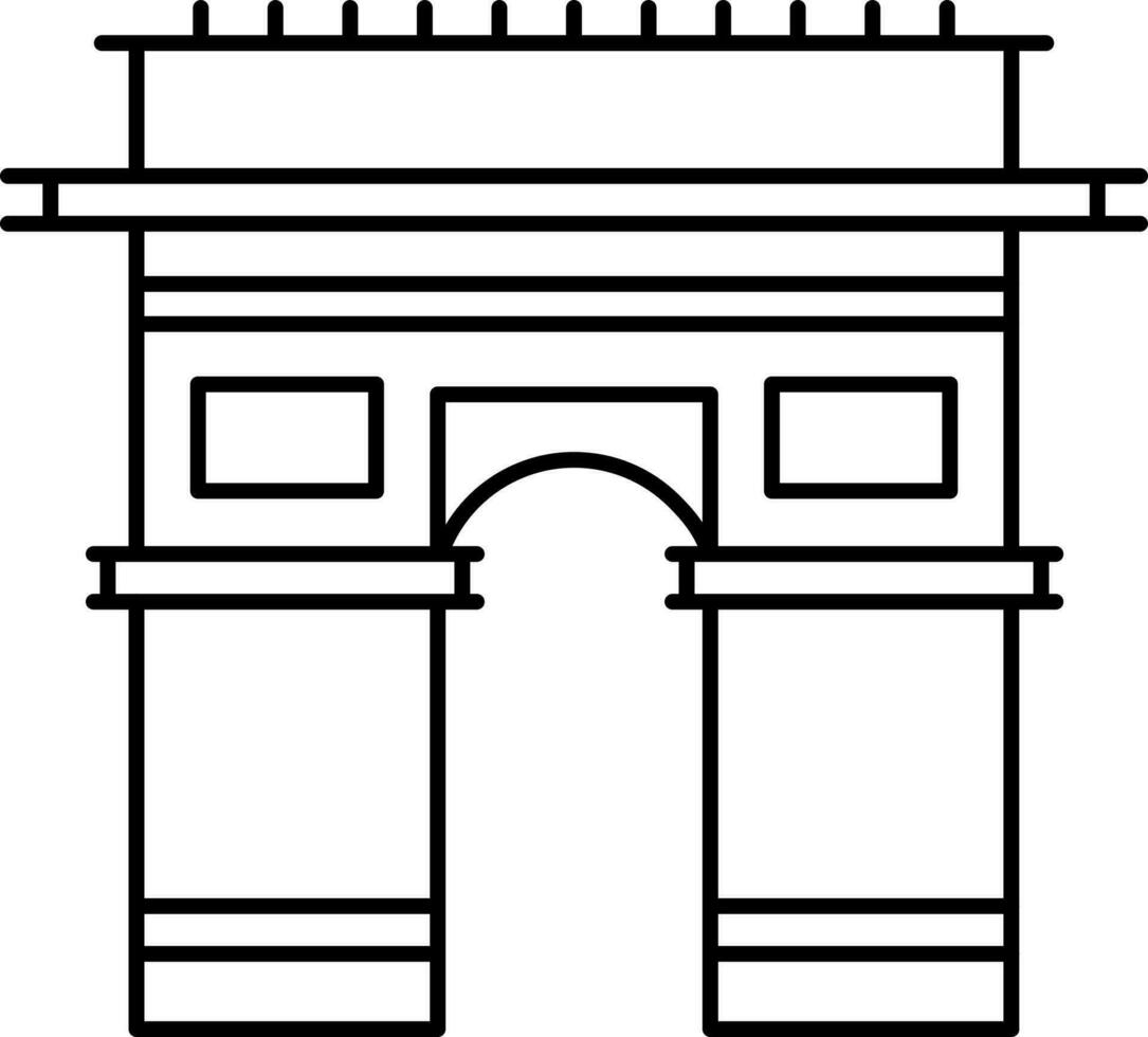 boog de triomphe icoon in dun lijn kunst. vector