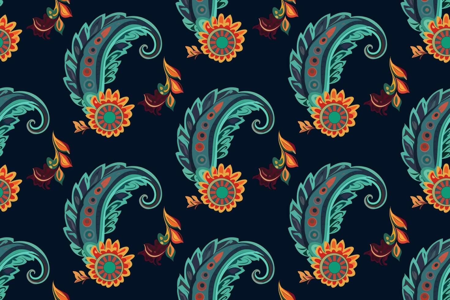 paisley etnisch naadloos patroon ontwerp. bloemen patroon met paisley en Indisch bloem motieven. damast stijl patroon voor textil en decoratie vector