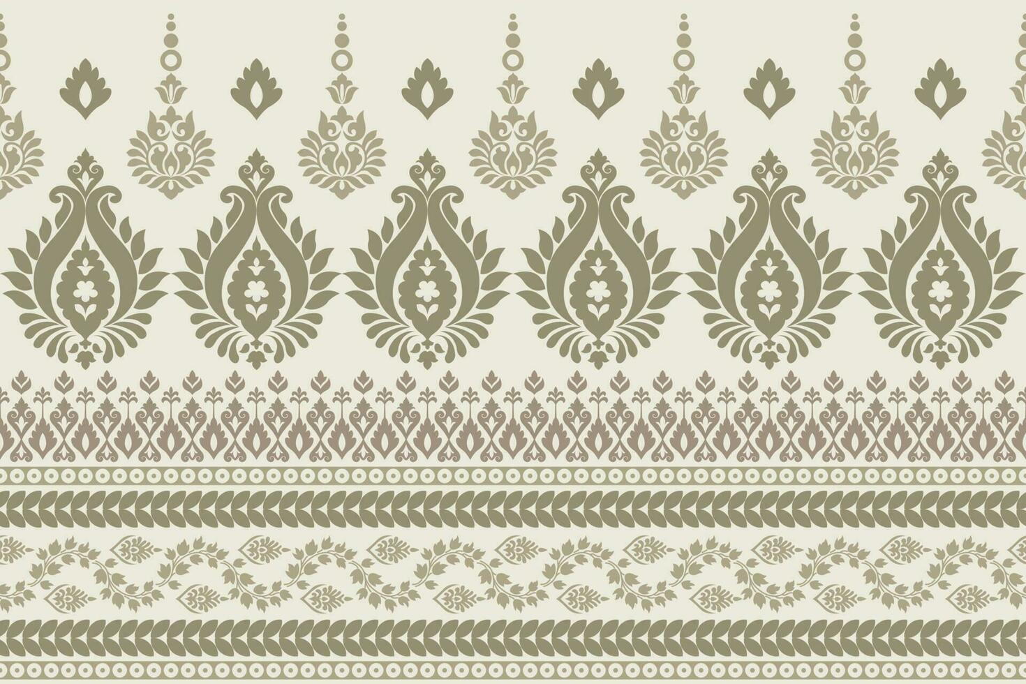 paisley etnisch naadloos patroon ontwerp. bloemen patroon met paisley en Indisch bloem motieven. damast stijl patroon voor textil en decoratie vector