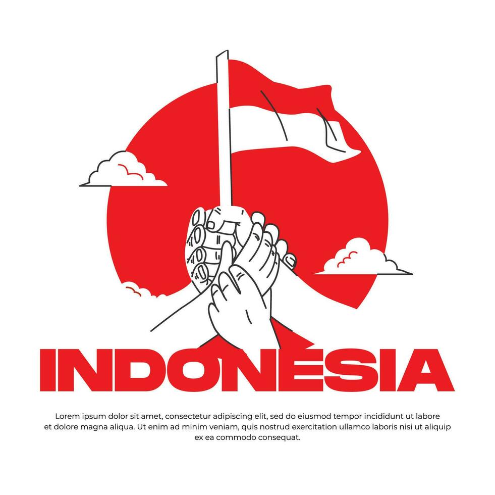 een poster van veel hand- Holding Indonesië vlag vector