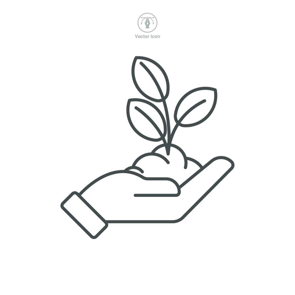 eco zorg. blad en hand, zorg natuur icoon symbool sjabloon voor grafisch en web ontwerp verzameling logo vector illustratie