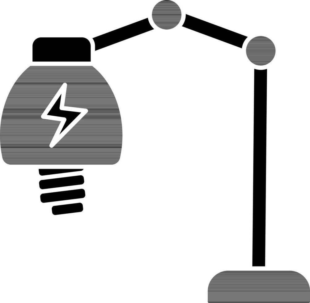 bureau lamp icoon in zwart en wit kleur. vector