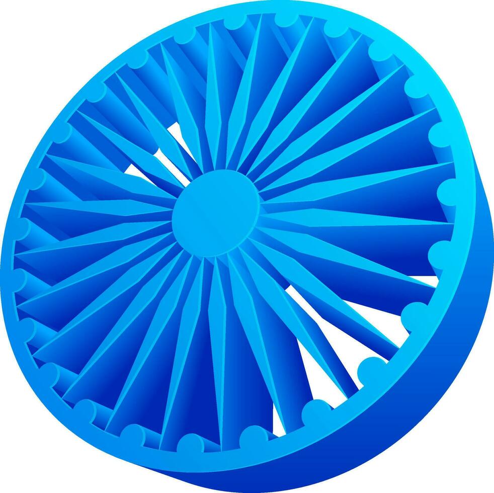 glimmend blauw Ashoka wiel in 3d. vector