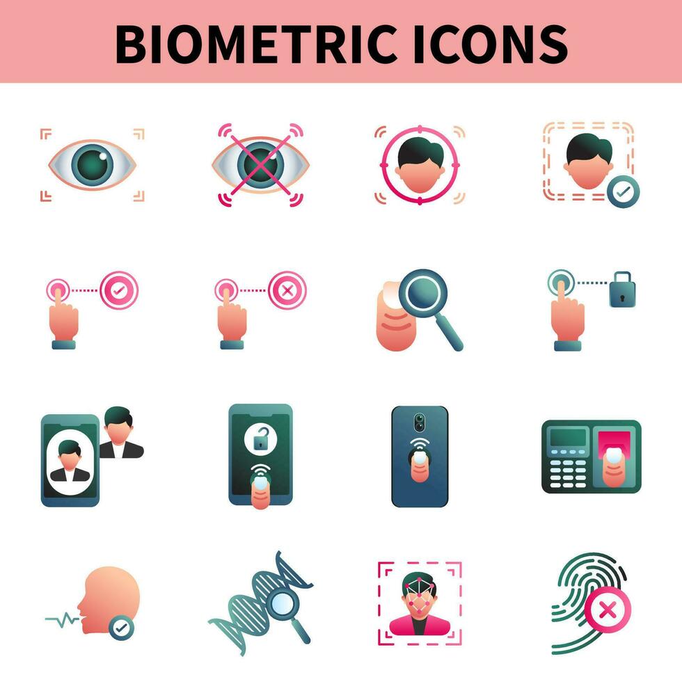 vector illustratie van biometrisch pictogrammen.