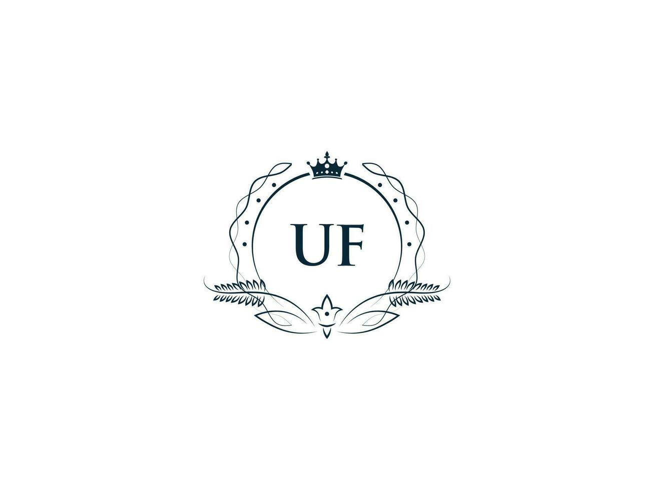 eerste uf minimaal luxe logo, minimalistische Koninklijk kroon uf fu logo icoon vector kunst