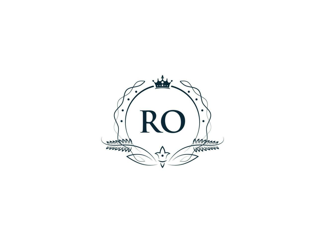 Koninklijk kroon ro logo icoon, vrouwelijk luxe ro of logo brief vector