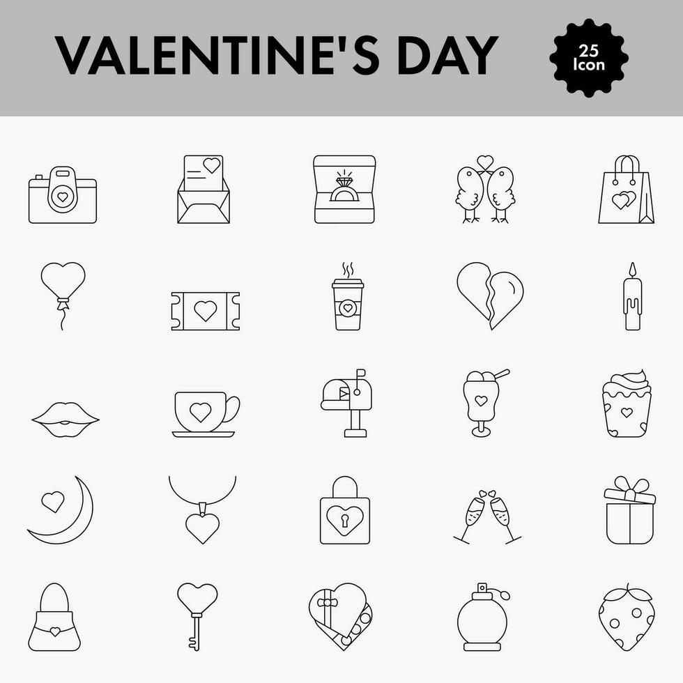 reeks van zwart schets Valentijnsdag dag icoon of symbool. vector