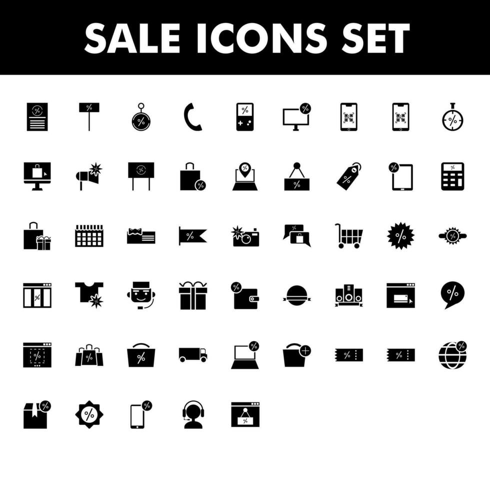 zwart en wit illustratie van uitverkoop icoon set. vector