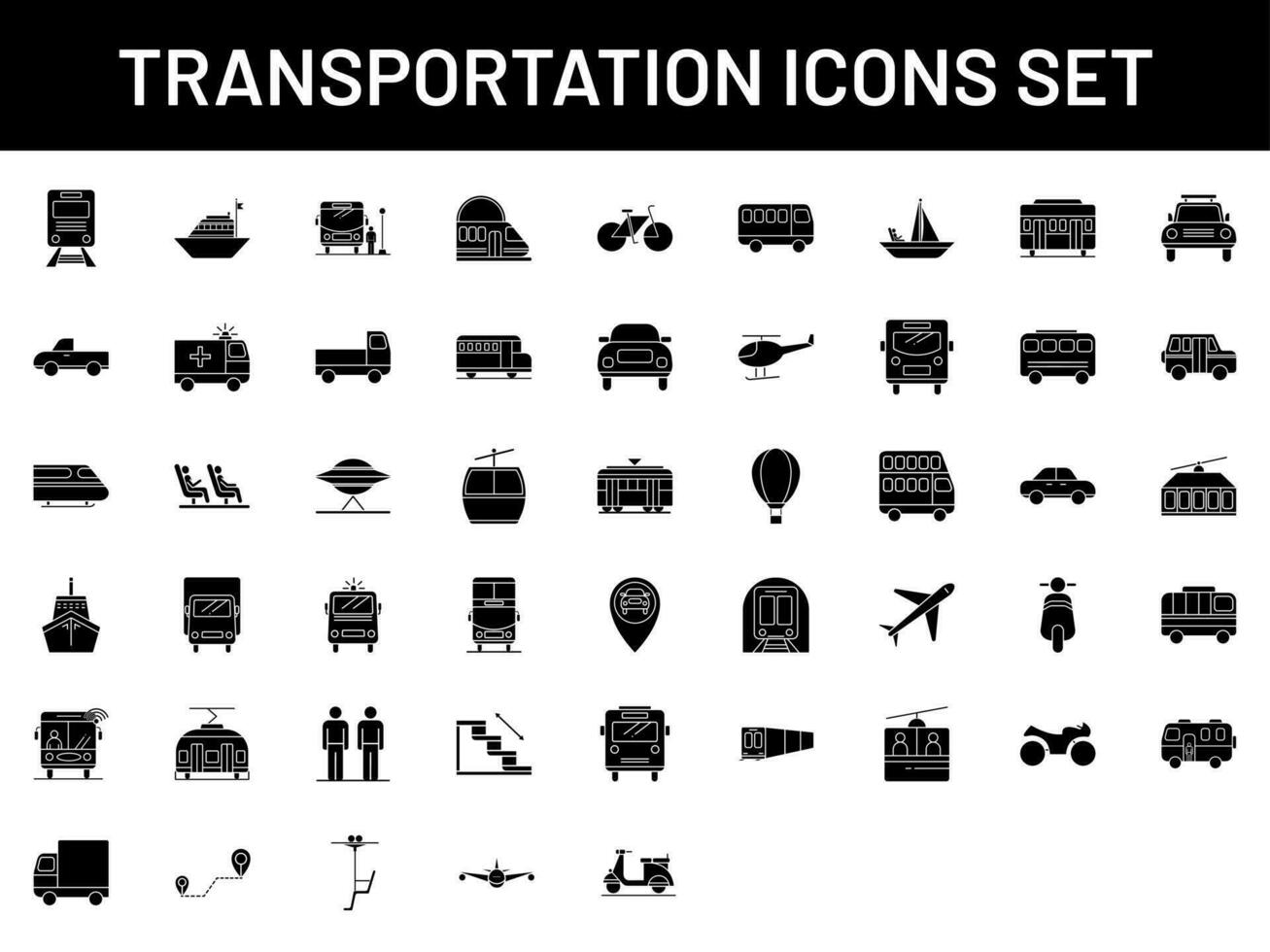 vervoer reizen icoon reeks in zwart en wit kleur. vector