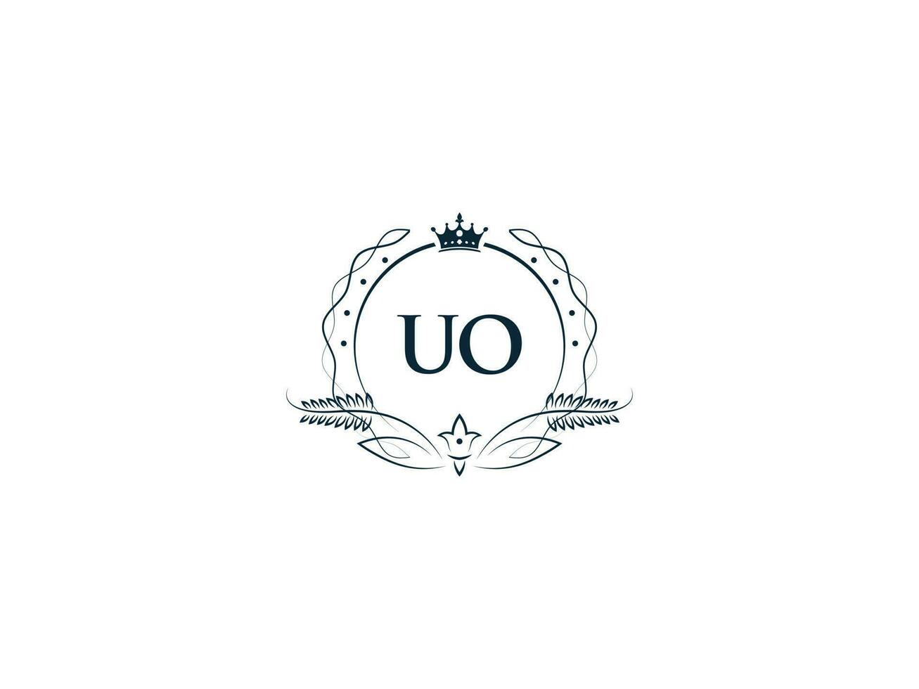 eerste uo minimaal luxe logo, minimalistische Koninklijk kroon uo ou logo icoon vector kunst