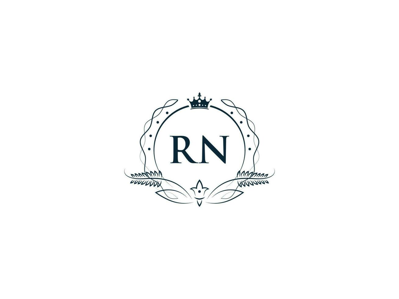 Koninklijk kroon rn logo icoon, vrouwelijk luxe rn nr logo brief vector