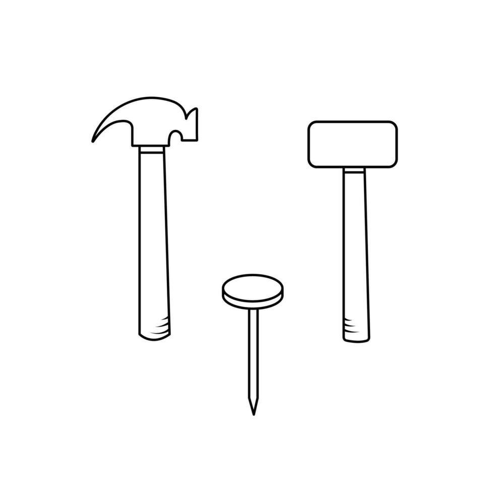 hamer gereedschap en nagel hardware uitrusting vector icoon illustratie geïsoleerd Aan plein wit sjabloon. gemakkelijk vlak vector icoon minimalistische industrieel voorwerp tekening.