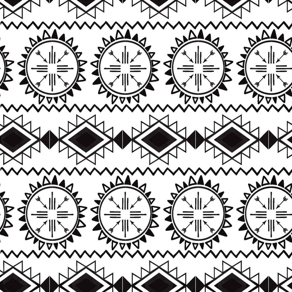 vector tribal etnisch naadloos patroon in zwart wit kleuren aztec meetkundig achtergrond. Mexicaans ornament structuur inheems Amerikaans traditioneel ontwerp volk horizontaal meetkundig afdrukken behang inpakken kleding