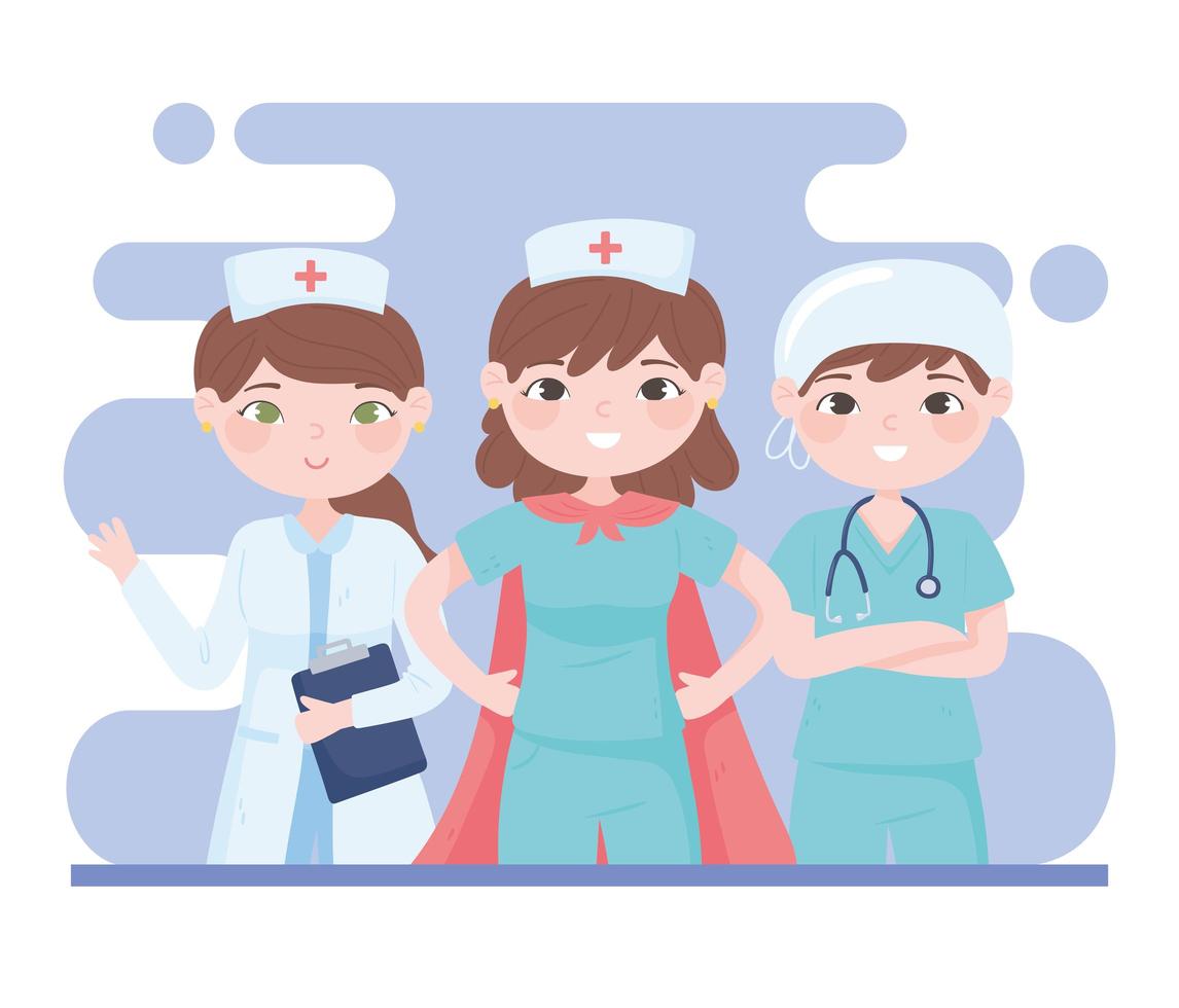 heldenkarakters van verpleegsters vector