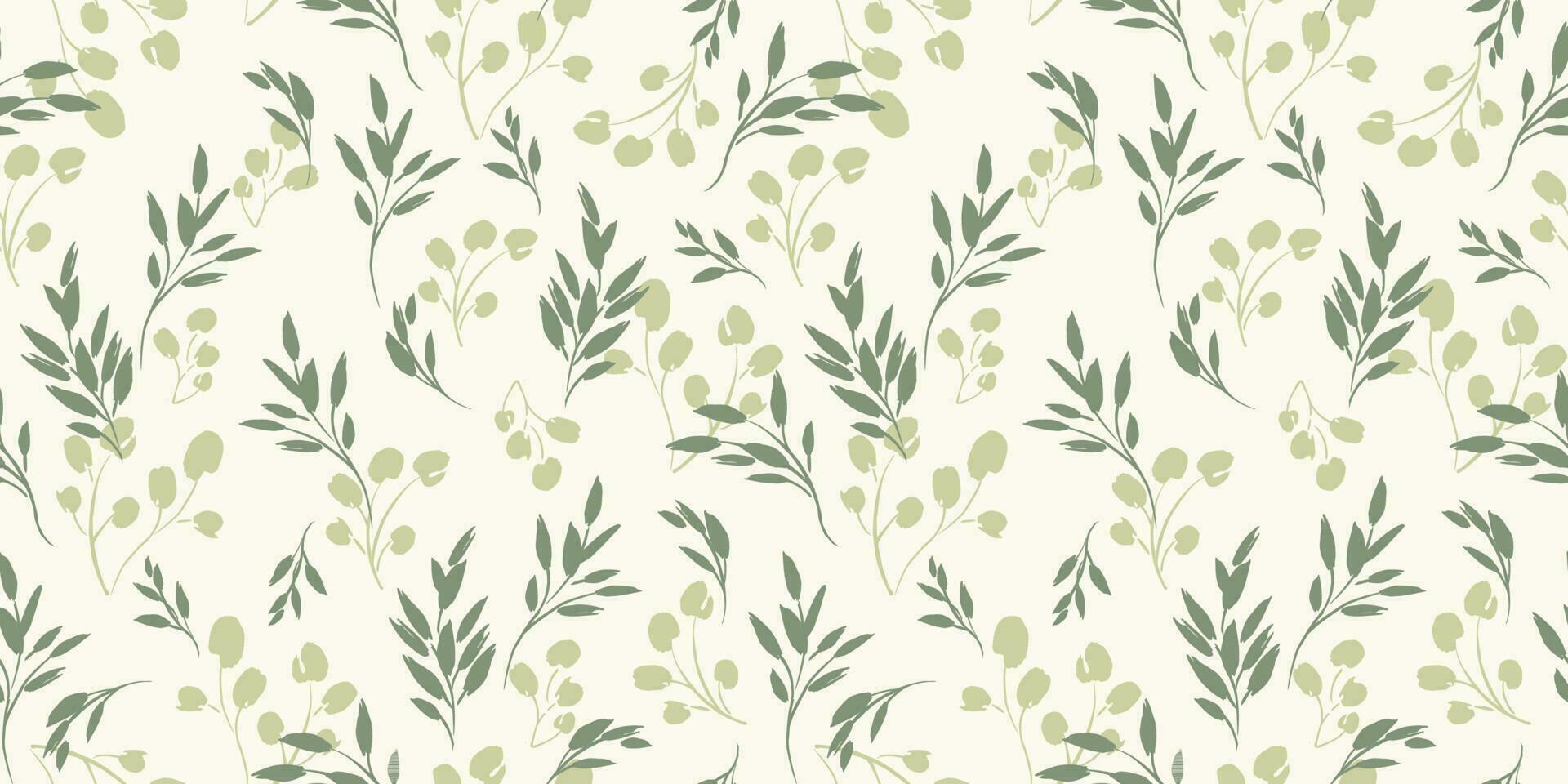 bloemen naadloos patroon met gras en bladeren. vector ontwerp voor papier, omslag, kleding stof, interieur decor en andere gebruik