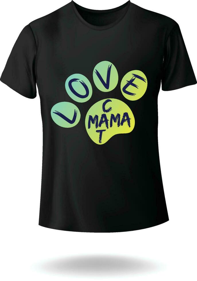 liefde kat mama met poot illustratie vector t-shirt ontwerp voor huisdier minnaar eps 10