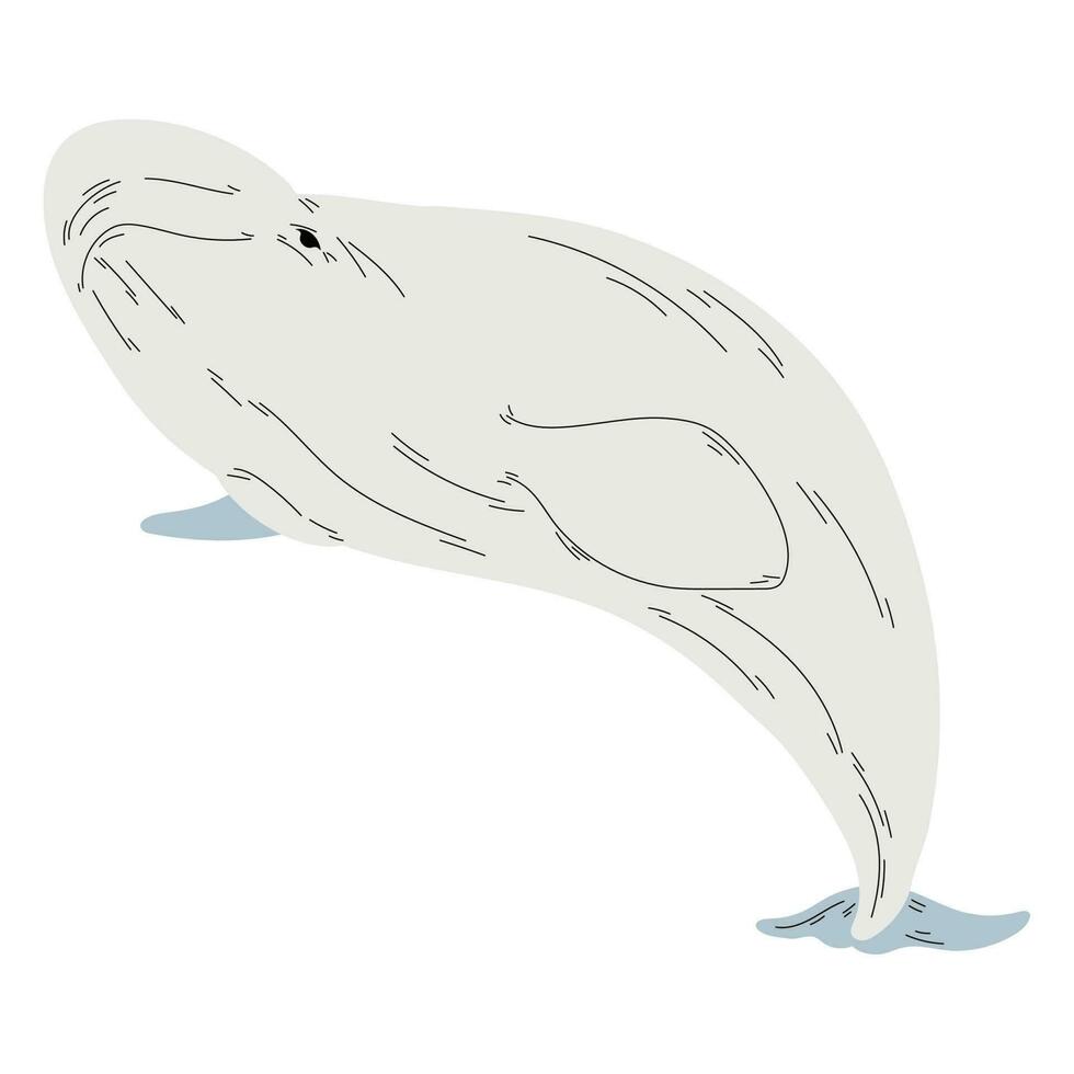 schattig walvis silhouet zwemmen over- wit vector