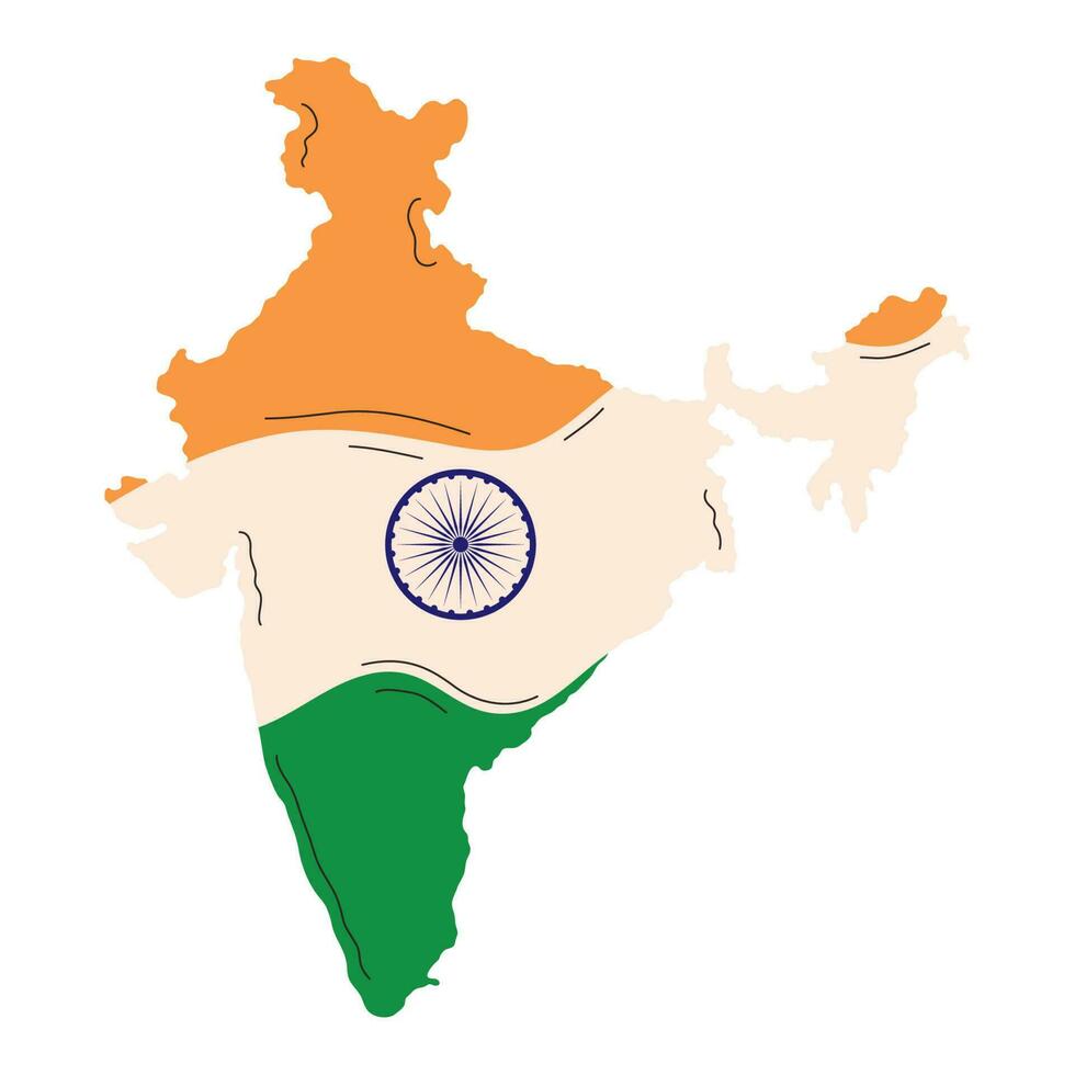 Indië vlag in kaart icoon vector