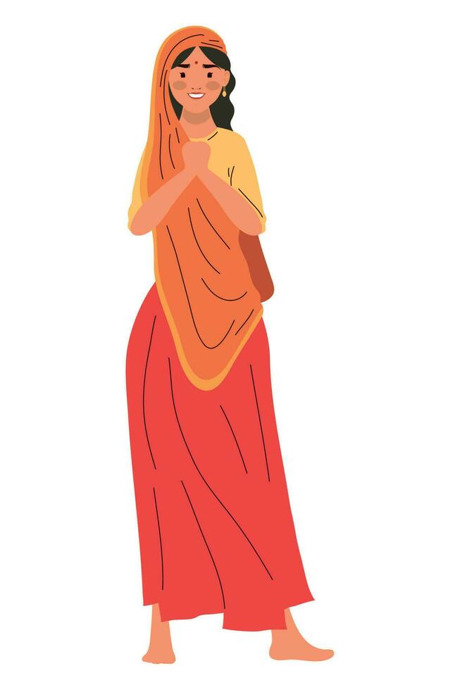 Indisch vrouw met rood kostuum karakter vector