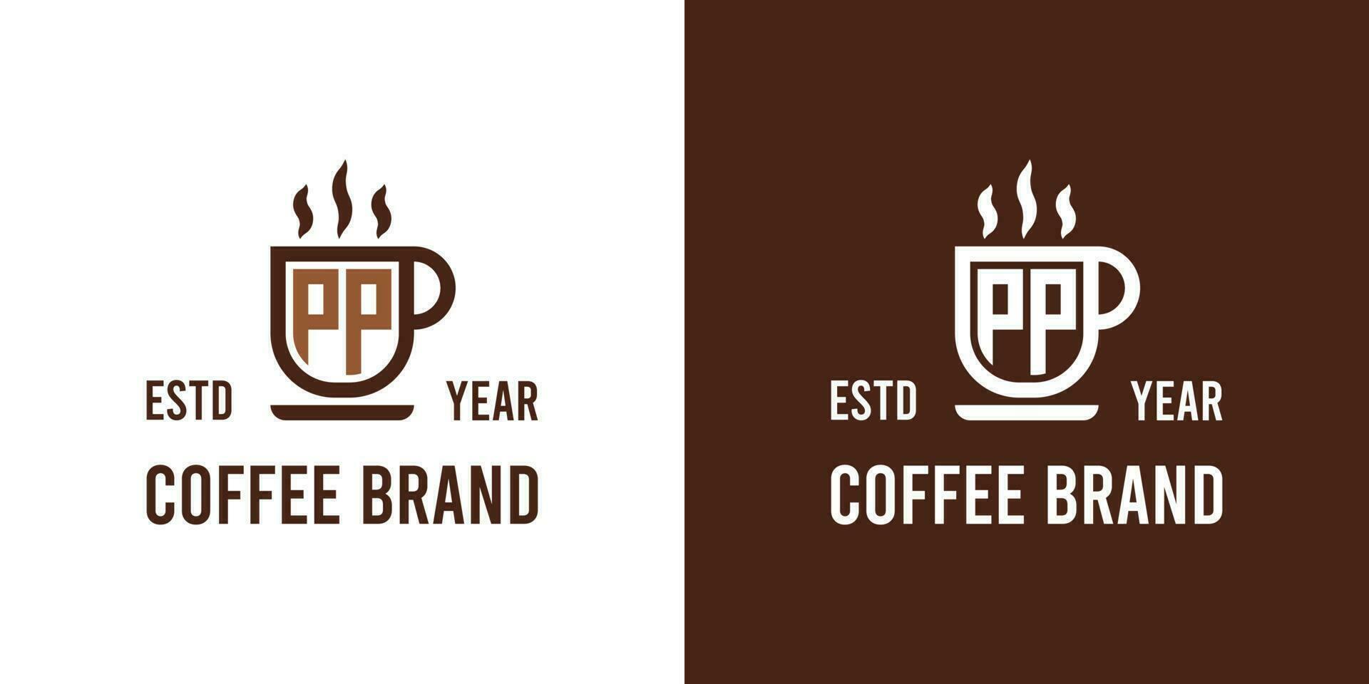 brief pp koffie logo, geschikt voor ieder bedrijf verwant naar koffie, thee, of andere met pp initialen. vector