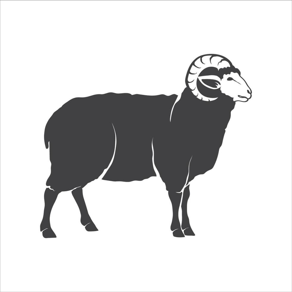 schapen gemakkelijk icoon. schapen met gehoornd teken. lam silhouet icoon. modieus schapen ontwerp illustratie. vector illustratie