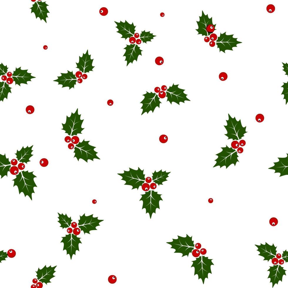 Kerst hulst bes naadloze patroon achtergrond vector