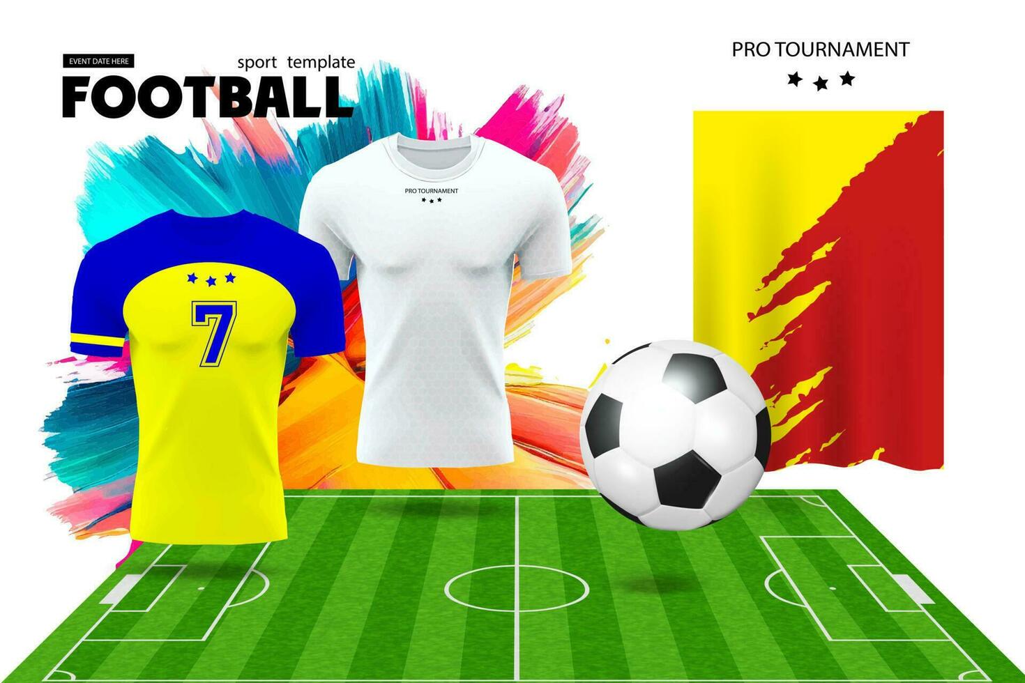 voetbal Jersey en t-shirt sport mockup sjabloon, grafisch ontwerp voor Amerikaans voetbal uitrusting of activewear uniformen. vector