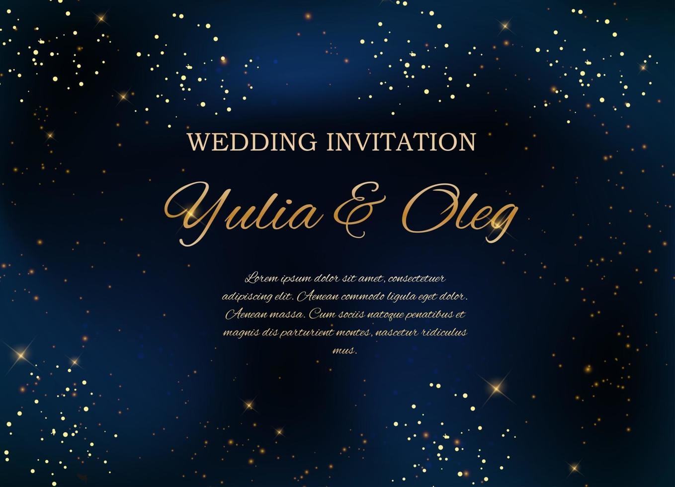 bruiloft uitnodiging met nachtelijke hemel en sterren achtergrond vector