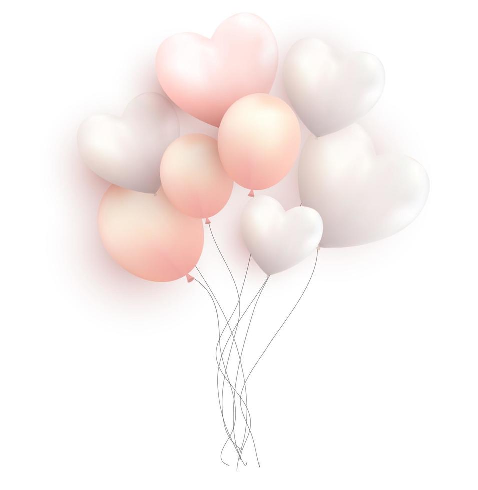 ballonnen met hartjes op witte vectorillustratie vector