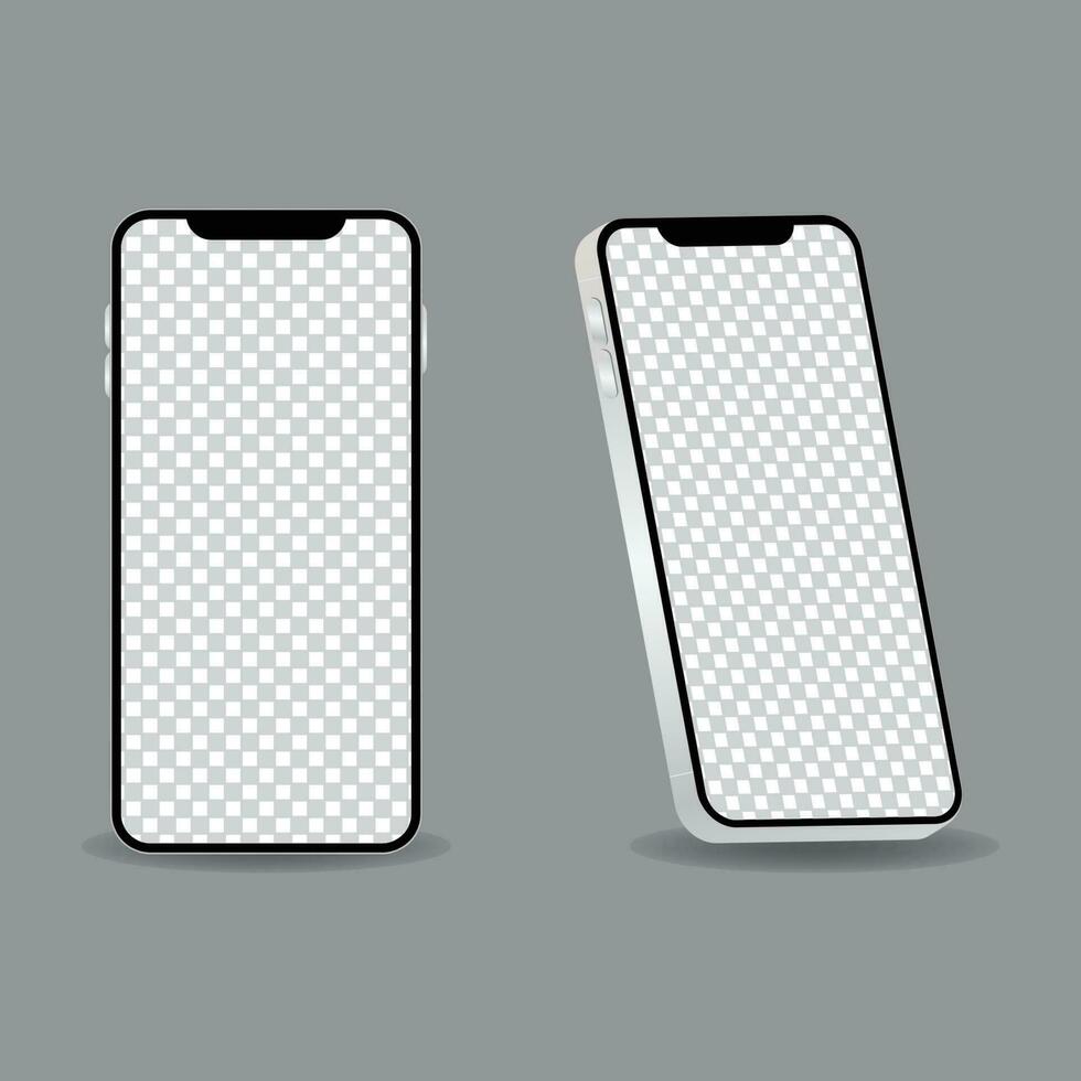 3d mockup zilver mobiel telefoon vector