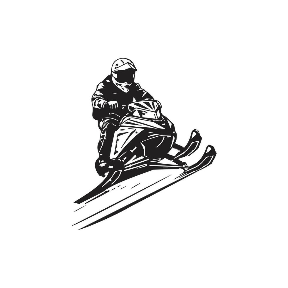 silhouet van persoon rijden een sneeuw motor, sneeuwscooter logo vector