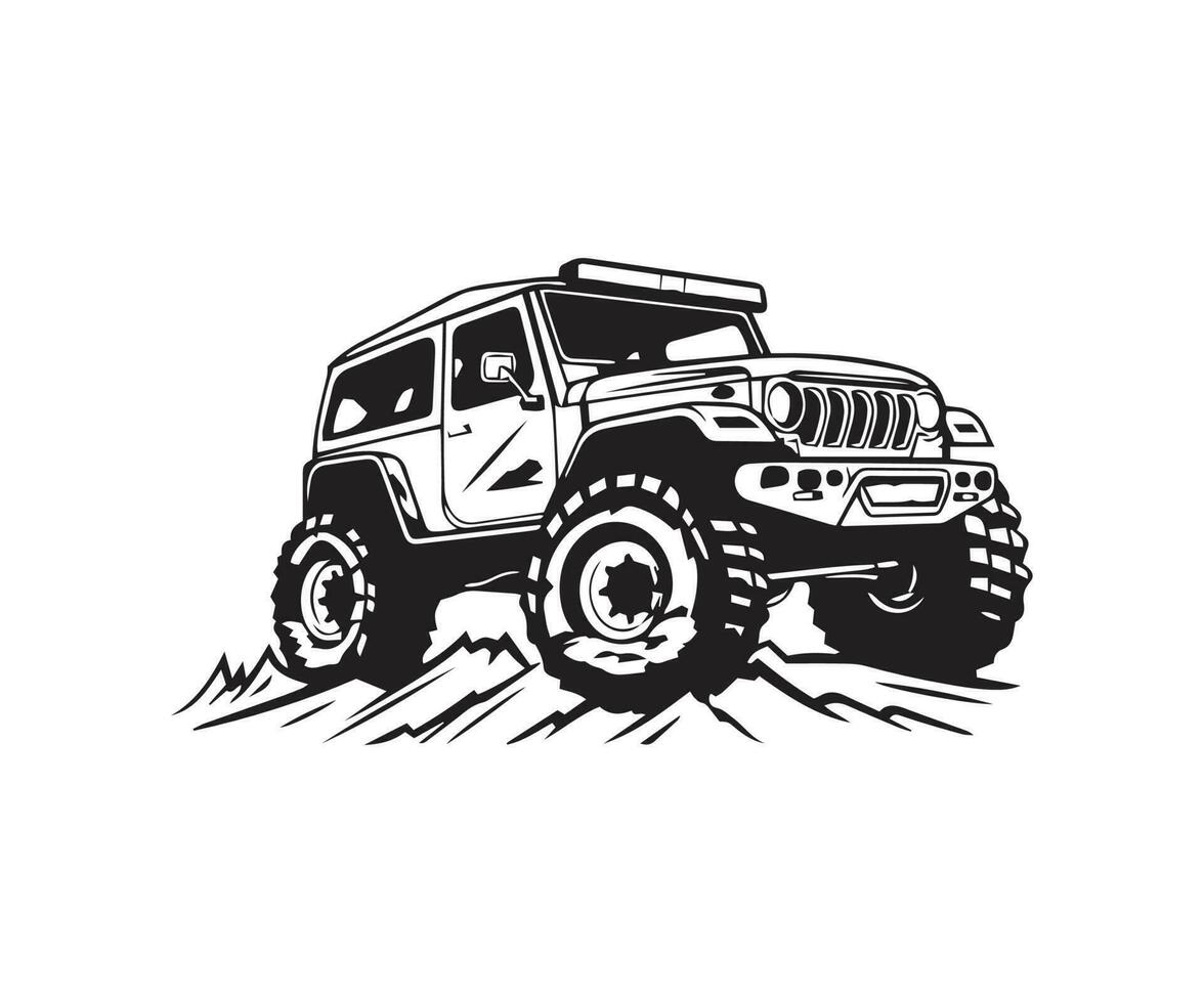 berg extreem voertuig logo icoon vector van de weg af voertuig jeep logo