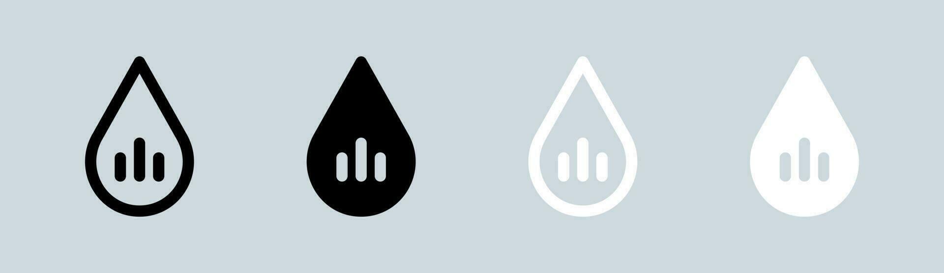 warmte water icoon reeks in zwart en wit. heet temperatuur tekens vector illustratie.