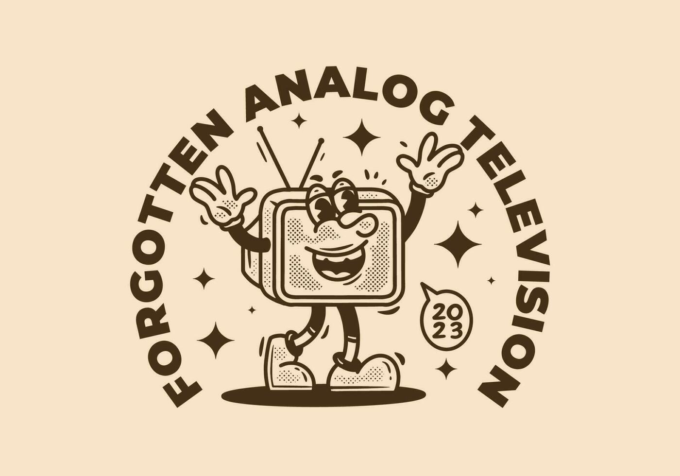 mascotte karakter van analoog televisie met gelukkig gezicht vector