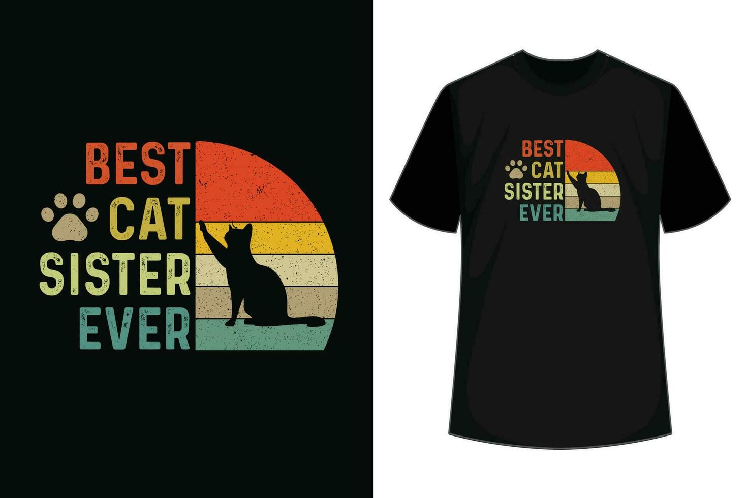 het beste kat zus ooit retro wijnoogst vader dag geschenk t-shirt ontwerp vector