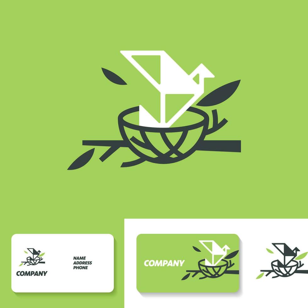 origami nest logo vector