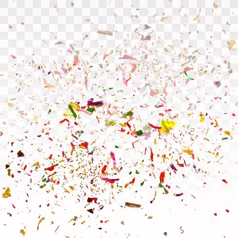 Kleurrijke confetti op transparante achtergrond vector